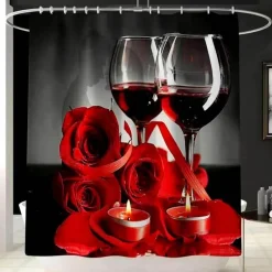 Duschvorhang-Set mit Tulpenblumenmuster – Badezimmer-Dekor-Akzent