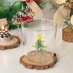 3D-Weihnachtsbaumbecher aus Rosenglas – Weihnachtsgeschenk-Dekoration