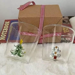3D-Weihnachtsbaumbecher aus Rosenglas – Weihnachtsgeschenk-Dekoration