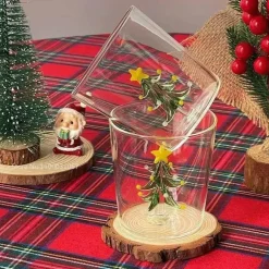3D-Weihnachtsbaumbecher aus Rosenglas – Weihnachtsgeschenk-Dekoration