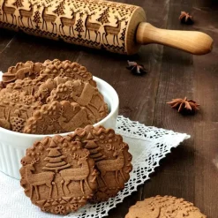 3D-Weihnachts-Nudelholz aus Holz – Weihnachts-Backwerkzeug