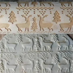 3D-Weihnachts-Nudelholz aus Holz – Weihnachts-Backwerkzeug