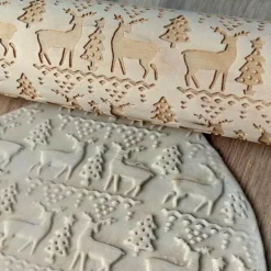 3D-Weihnachts-Nudelholz aus Holz – Weihnachts-Backwerkzeug