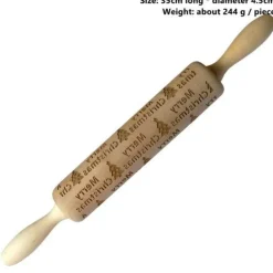 3D-Weihnachts-Nudelholz aus Holz – Weihnachts-Backwerkzeug