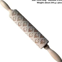 3D-Weihnachts-Nudelholz aus Holz – Weihnachts-Backwerkzeug