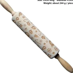 3D-Weihnachts-Nudelholz aus Holz – Weihnachts-Backwerkzeug