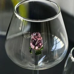 3D-Weinkelch-Set aus rosa Glas – elegante Weingläser als Geschenk für Zuhause