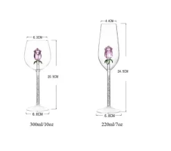 3D-Weinkelch-Set aus rosa Glas – elegante Weingläser als Geschenk für Zuhause