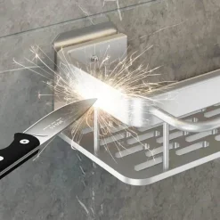 Eckregal aus Aluminium – Wandmontiertes Aufbewahrungsregal für Bad und Küche