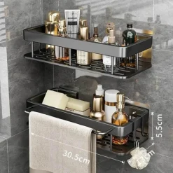 Eckregal aus Aluminium – Wandmontiertes Aufbewahrungsregal für Bad und Küche