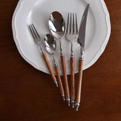 Edelstahl-Geschirrset - 5-teilig mit Holzgriff