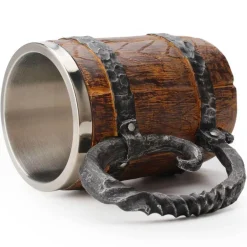 Edelstahl-Holzbecher - Einzigartiges Trinkgeschirr im antiken Design