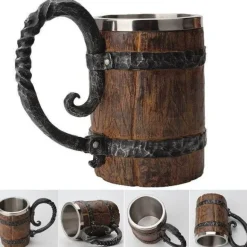 Edelstahl-Holzbecher - Einzigartiges Trinkgeschirr im antiken Design