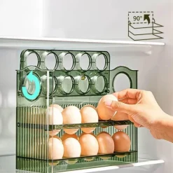 Eierhalter-Spender mit 30 Fächern – Auto-Flip-Behälter mit großer Kapazität für den Kühlschrank