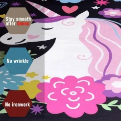 Einhorn Floral Mädchen Kinder Cartoon Komfortable Bettbezug Bettwäsche Set