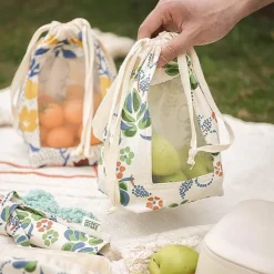 Einkaufstasche aus Baumwollleinen – Aufbewahrungslösung im pastoralen Stil