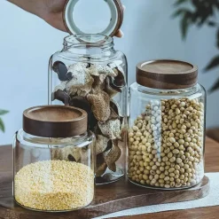 Einmachglas mit Bambusdeckel – Gewürz- und Würzmittel-Organizer