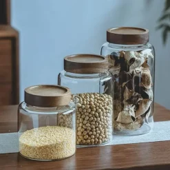 Einmachglas mit Bambusdeckel – Gewürz- und Würzmittel-Organizer