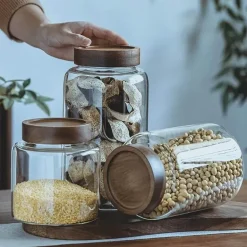Einmachglas mit Bambusdeckel – Gewürz- und Würzmittel-Organizer