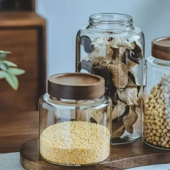 Einmachglas mit Bambusdeckel – Gewürz- und Würzmittel-Organizer