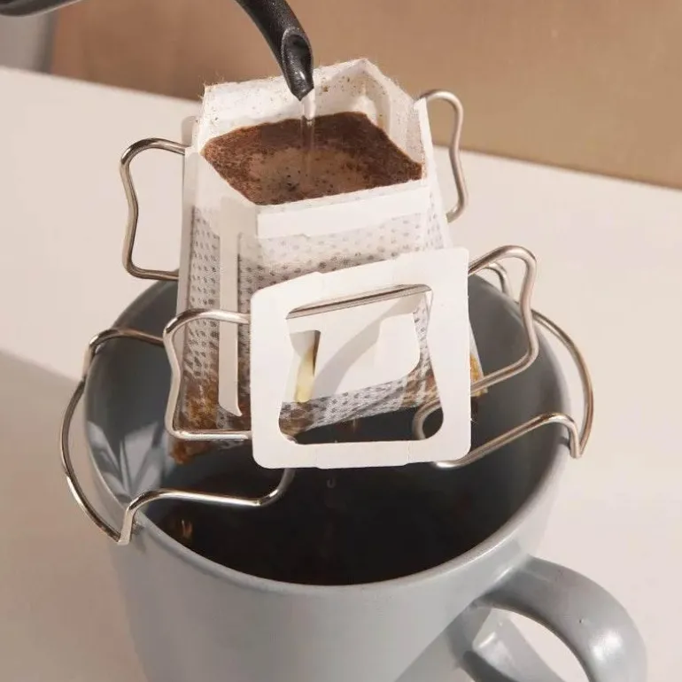 Einweg-Kaffeefilterbeutel zum Übergießen – Papier-Tropfbecher mit Ösen