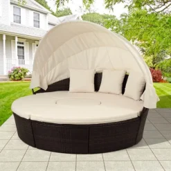 Einziehbares Gartensofa-Set mit Baldachin