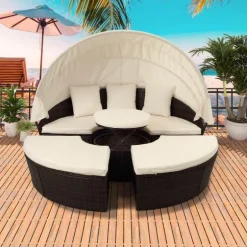 Einziehbares Gartensofa-Set mit Baldachin