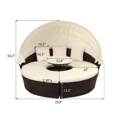 Einziehbares Gartensofa-Set mit Baldachin