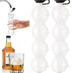 Eisballform - Silikon-Eiswürfelschale mit 4 Fächern