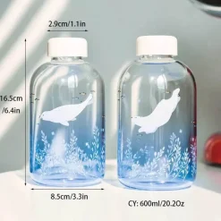 Eisbär-Wasserflasche – 600 ml, blaues Glasdesign