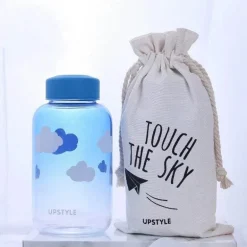 Eisbär-Wasserflasche – 600 ml, blaues Glasdesign