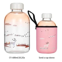Eisbär-Wasserflasche – 600 ml, blaues Glasdesign