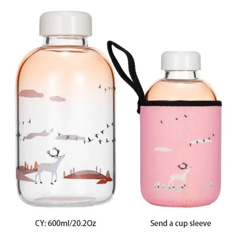 Eisbär-Wasserflasche – 600 ml, blaues Glasdesign