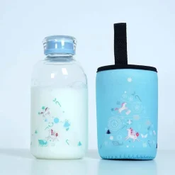 Eisbär-Wasserflasche – 600 ml, blaues Glasdesign