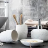 Elegant Ceramic Bathroom Set - Embossed Bath Accessories