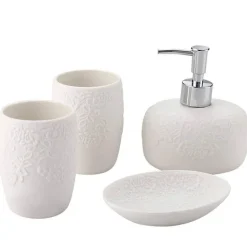 Elegant Ceramic Bathroom Set - Embossed Bath Accessories