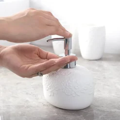 Elegant Ceramic Bathroom Set - Embossed Bath Accessories