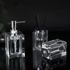 Elegant Crystal Glass Bathroom Accessories Set - Eva Design