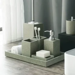 Elegant Frosted Resin Bathroom Set - Stylish Bath Accessories