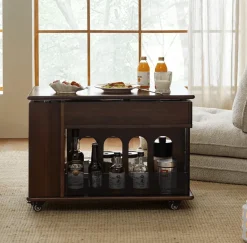 Elegant Walnut Adjustable Rotating Side Table