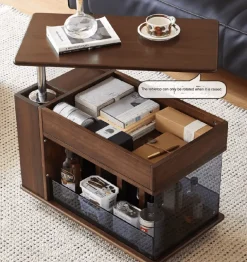 Elegant Walnut Adjustable Rotating Side Table