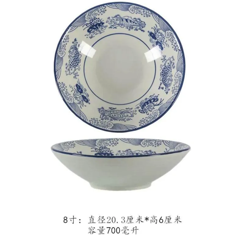 Elegante Fischschale aus Keramik – perfekt für Suppenreis und Serviergerichte