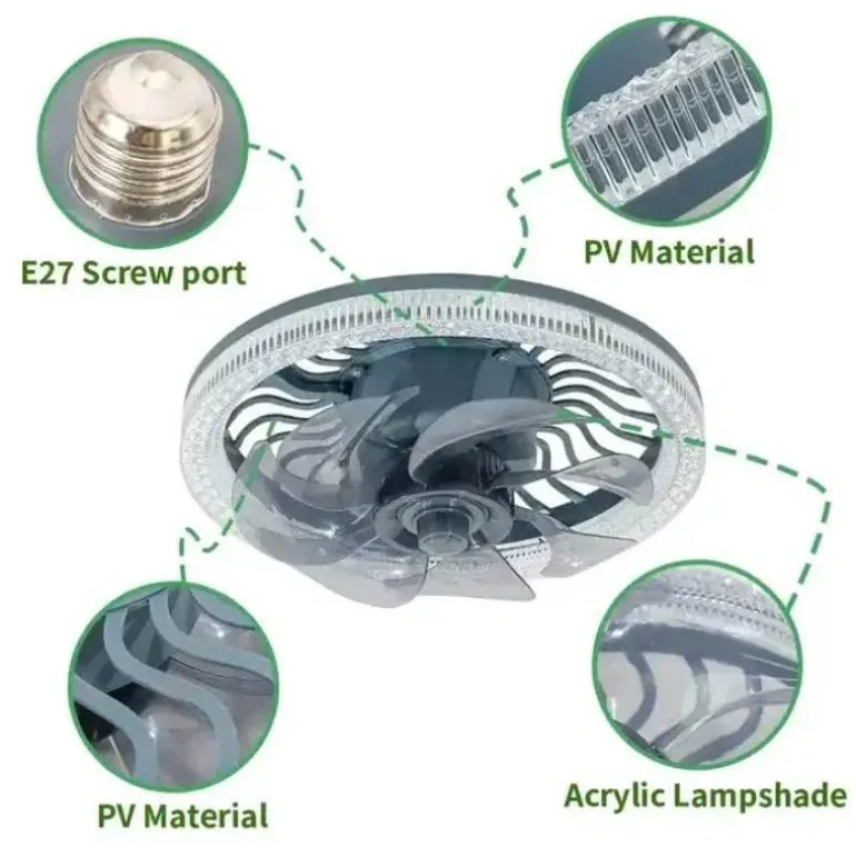 Elegante 3-in-1-Ventilatorlampe mit Fernbedienung – geräuschloses Design