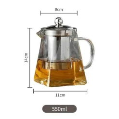 Elegante Teekanne aus Glas – Edelstahl-Teesieb für losen Tee