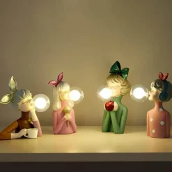 Elegante Tischlampe aus Kunstharz – Stilvolle Schlafzimmerbeleuchtung für Mädchen