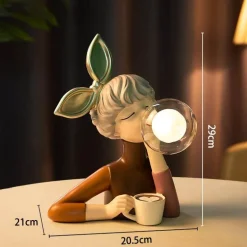 Elegante Tischlampe aus Kunstharz – Stilvolle Schlafzimmerbeleuchtung für Mädchen