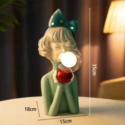 Elegante Tischlampe aus Kunstharz – Stilvolle Schlafzimmerbeleuchtung für Mädchen