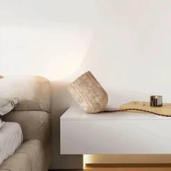 Elegante Travertin-Tischlampe - Wohnbeleuchtung Dekor