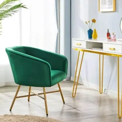 Eleganter Akzentstuhl aus grünem Samt – Stilvoller Loungesessel für Wohnräume