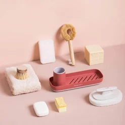 Eleganter bunter Schwammhalter, stilvoller Küchenorganizer